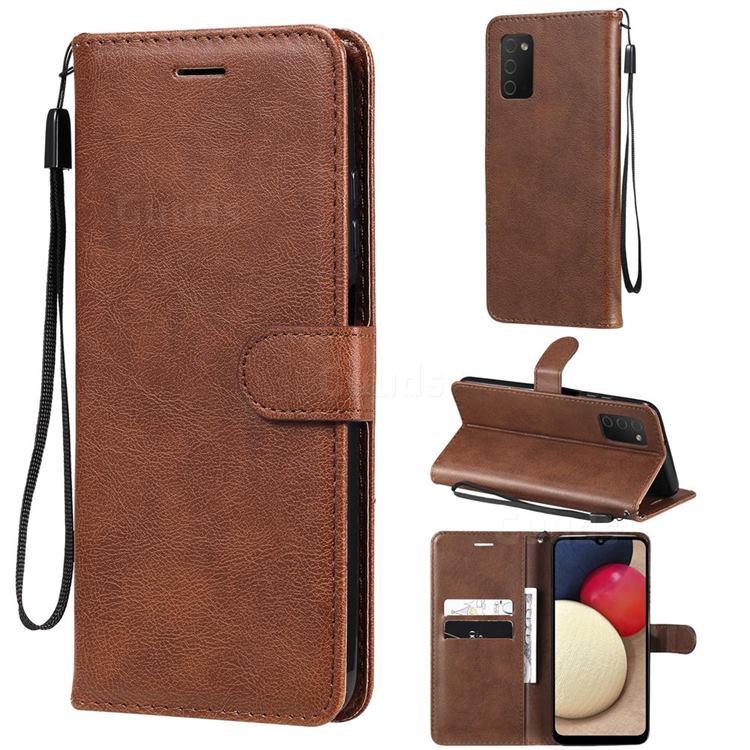 Retro Greek Classic Smooth PU Leather Wallet Phone Case for Samsung Galaxy A03s - Brown
