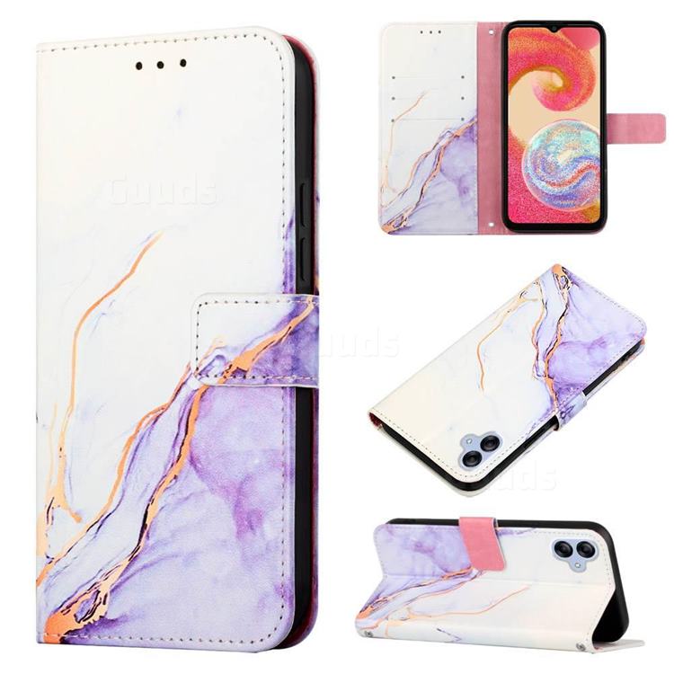 Purple White Marble Leather Wallet Protective Case for Samsung Galaxy A04e