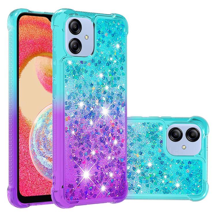 Rainbow Gradient Liquid Glitter Quicksand Sequins Phone Case for Samsung Galaxy A04e - Blue Purple