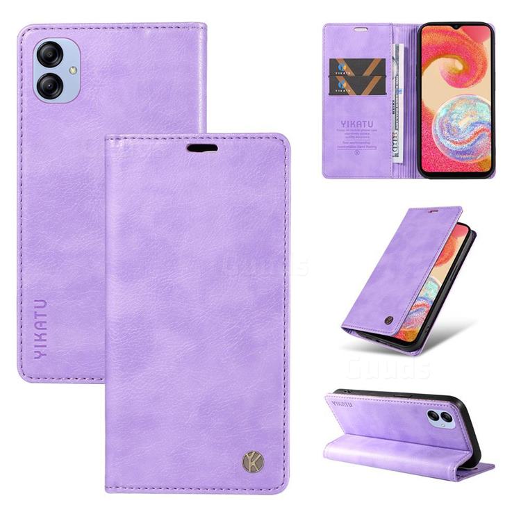 YIKATU Litchi Card Magnetic Automatic Suction Leather Flip Cover for Samsung Galaxy A04e - Purple