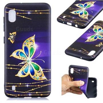 Golden Shining Butterfly 3D Embossed Relief Black Soft Back Cover for Samsung Galaxy A10