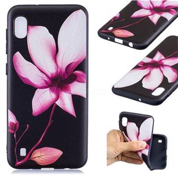 Lotus Flower 3D Embossed Relief Black Soft Back Cover for Samsung Galaxy A10