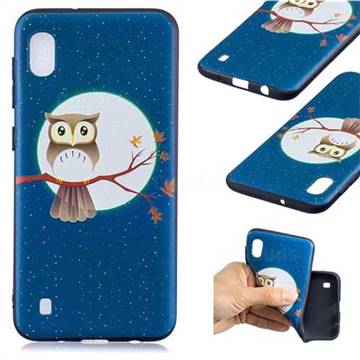 Moon and Owl 3D Embossed Relief Black Soft Back Cover for Samsung Galaxy A10
