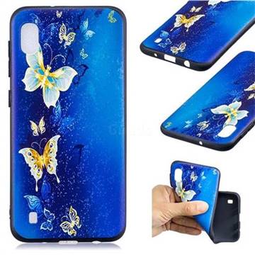 Golden Butterflies 3D Embossed Relief Black Soft Back Cover for Samsung Galaxy A10