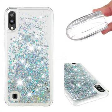 Dynamic Liquid Glitter Quicksand Sequins TPU Phone Case for Samsung Galaxy A10 - Silver