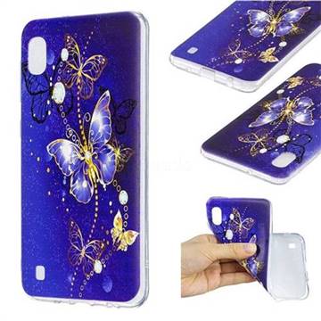 Gold and Blue Butterfly Super Clear Soft TPU Back Cover for Samsung Galaxy A10