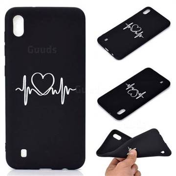 Heart Radio Wave Chalk Drawing Matte Black TPU Phone Cover for Samsung Galaxy A10