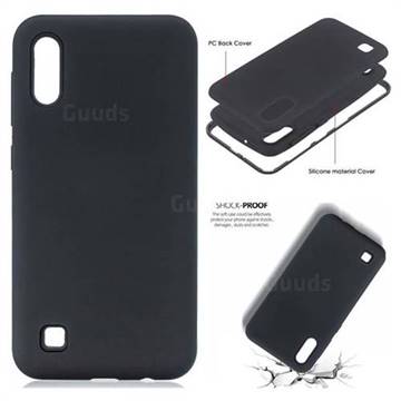 Matte PC + Silicone Shockproof Phone Back Cover Case for Samsung Galaxy A10 - Black