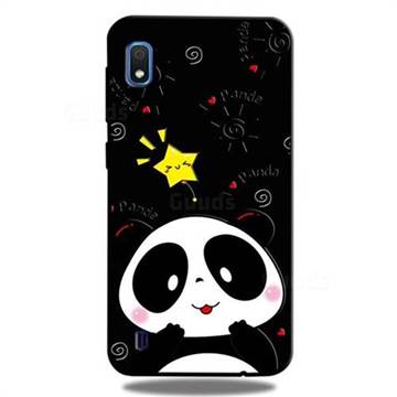 Cute Bear 3D Embossed Relief Black TPU Cell Phone Back Cover for Samsung Galaxy A10