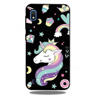 Candy Unicorn 3D Embossed Relief Black TPU Cell Phone Back Cover for Samsung Galaxy A10