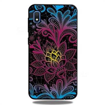 Colorful Lace 3D Embossed Relief Black TPU Cell Phone Back Cover for Samsung Galaxy A10