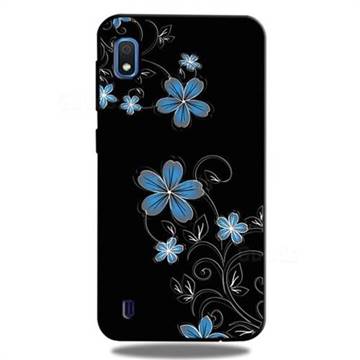 Little Blue Flowers 3D Embossed Relief Black TPU Cell Phone Back Cover for Samsung Galaxy A10