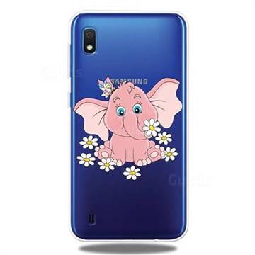 Tiny Pink Elephant Clear Varnish Soft Phone Back Cover for Samsung Galaxy A10