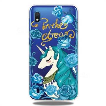Blue Flower Unicorn Clear Varnish Soft Phone Back Cover for Samsung Galaxy A10