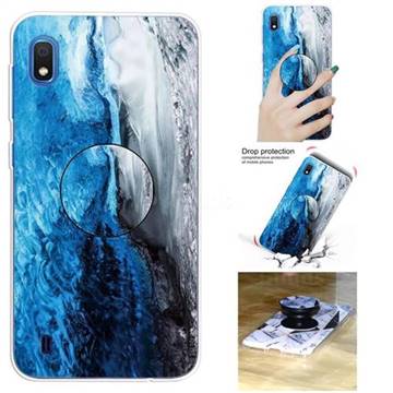 Dark Blue Marble Pop Stand Holder Varnish Phone Cover for Samsung Galaxy A10