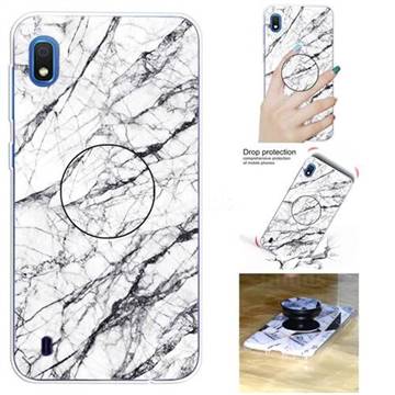 White Marble Pop Stand Holder Varnish Phone Cover for Samsung Galaxy A10