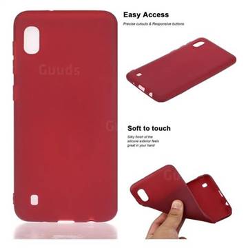 Soft Matte Silicone Phone Cover for Samsung Galaxy A10 - Wine Red