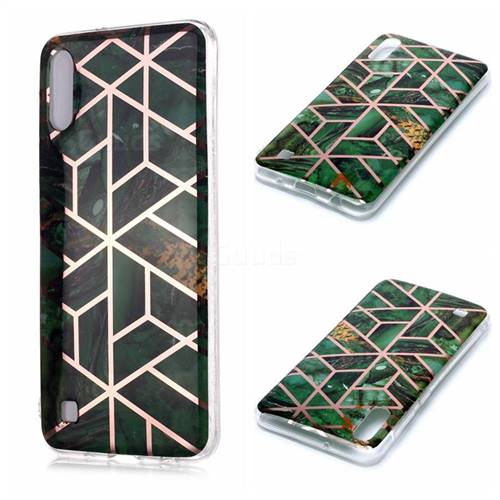 Green Rhombus Galvanized Rose Gold Marble Phone Back Cover for Samsung Galaxy A10