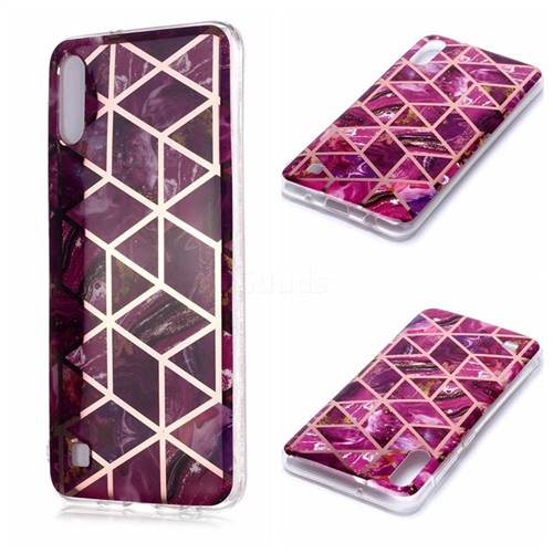 Purple Rhombus Galvanized Rose Gold Marble Phone Back Cover for Samsung Galaxy A10