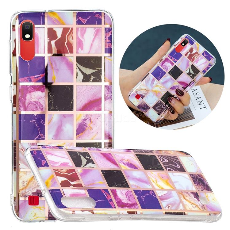 Square Puzzle Painted Marble Electroplating Protective Case for Samsung Galaxy A10