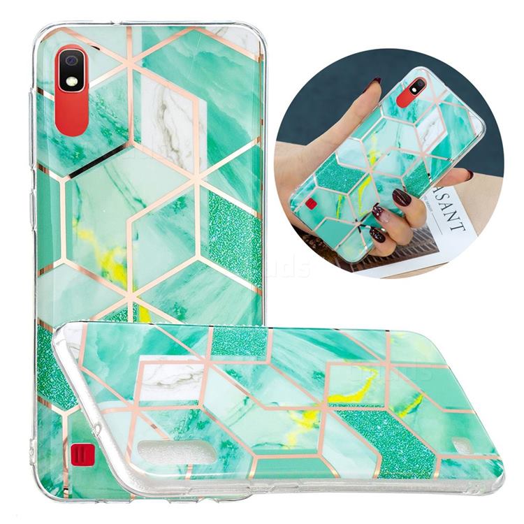 Green Glitter Painted Marble Electroplating Protective Case for Samsung Galaxy A10