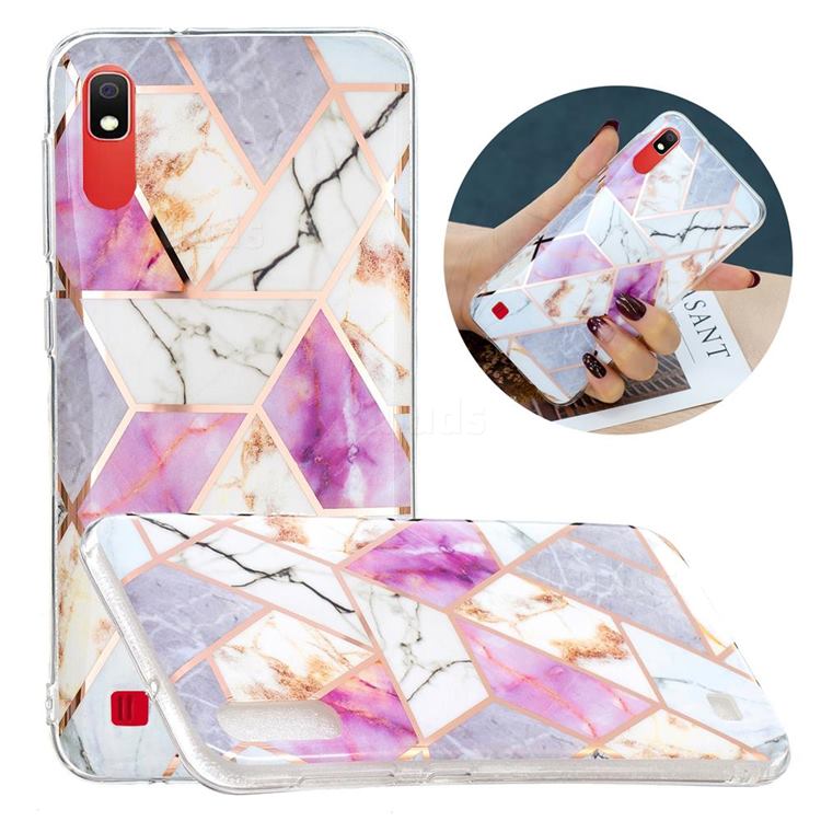 Purple and White Painted Marble Electroplating Protective Case for Samsung Galaxy A10