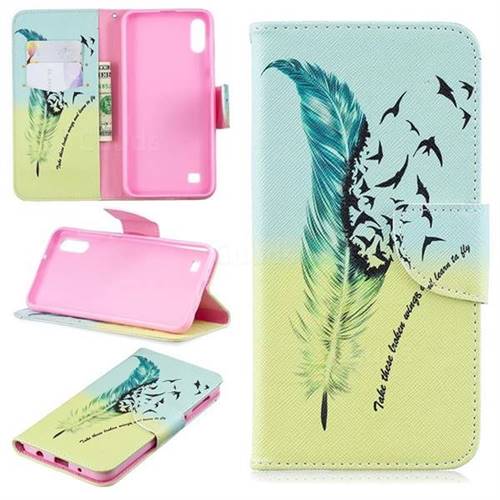 Feather Bird Leather Wallet Case for Samsung Galaxy A10