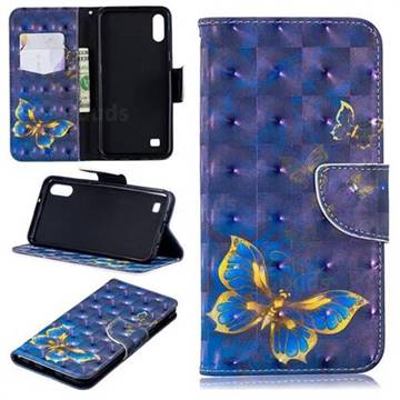 Gold Butterfly 3D Painted Leather Wallet Phone Case for Samsung Galaxy A10
