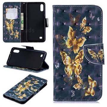 Silver Golden Butterfly 3D Painted Leather Wallet Phone Case for Samsung Galaxy A10