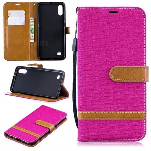 Jeans Cowboy Denim Leather Wallet Case for Samsung Galaxy A10 - Rose