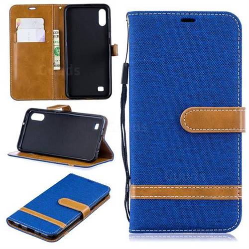 Jeans Cowboy Denim Leather Wallet Case for Samsung Galaxy A10 - Sapphire