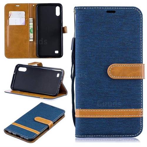 Jeans Cowboy Denim Leather Wallet Case for Samsung Galaxy A10 - Dark Blue