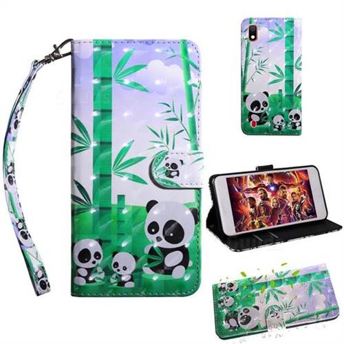 Eating Bamboo Pandas 3D Painted Leather Wallet Case for Samsung Galaxy A10