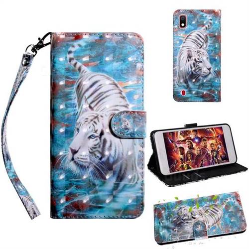 White Tiger 3D Painted Leather Wallet Case for Samsung Galaxy A10