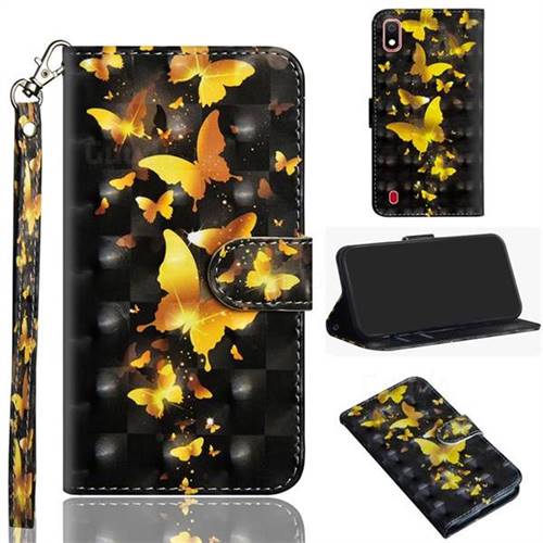 Golden Butterfly 3D Painted Leather Wallet Case for Samsung Galaxy A10