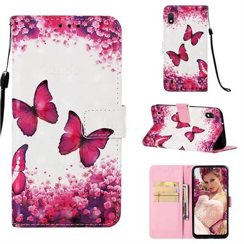 Rose Butterfly 3D Painted Leather Wallet Case for Samsung Galaxy A10