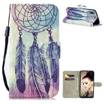 Feather Wind Chimes 3D Painted Leather Wallet Phone Case for Samsung Galaxy A10