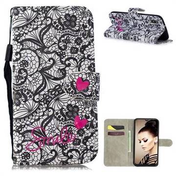 Lace Flower 3D Painted Leather Wallet Phone Case for Samsung Galaxy A10