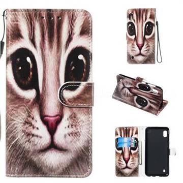 Coffe Cat Smooth Leather Phone Wallet Case for Samsung Galaxy A10