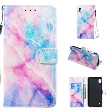 Blue Pink Marble Smooth Leather Phone Wallet Case for Samsung Galaxy A10
