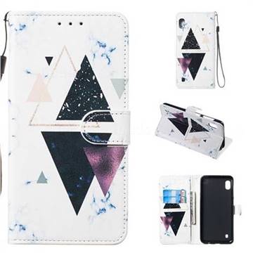 Triangle Marble Smooth Leather Phone Wallet Case for Samsung Galaxy A10