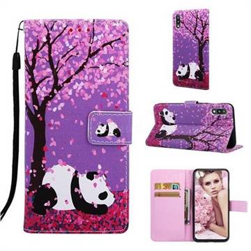 Cherry Blossom Panda Matte Leather Wallet Phone Case for Samsung Galaxy A10