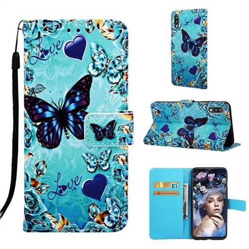 Love Butterfly Matte Leather Wallet Phone Case for Samsung Galaxy A10
