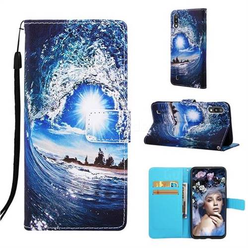 Waves and Sun Matte Leather Wallet Phone Case for Samsung Galaxy A10