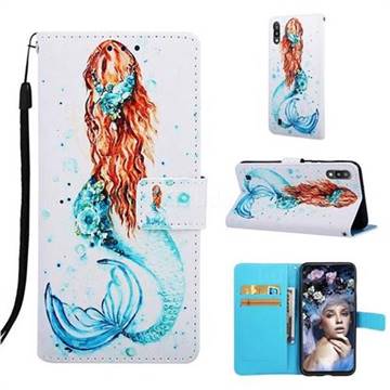 Mermaid Matte Leather Wallet Phone Case for Samsung Galaxy A10
