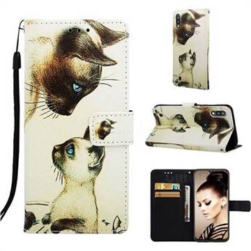 Cat Confrontation Matte Leather Wallet Phone Case for Samsung Galaxy A10