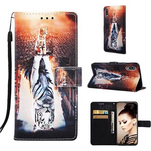 Cat and Tiger Matte Leather Wallet Phone Case for Samsung Galaxy A10