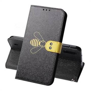 Silk Texture Bee Pattern Leather Phone Case for Samsung Galaxy A10 - Black