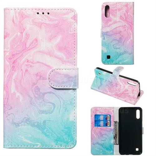 Pink Green Marble PU Leather Wallet Case for Samsung Galaxy A10