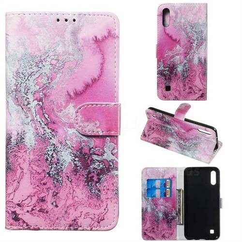 Pink Seawater PU Leather Wallet Case for Samsung Galaxy A10